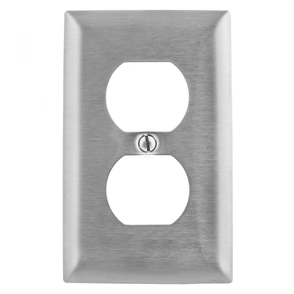 WALLPLATE, 1-G, DUPLEX RECEPTACLE,SS