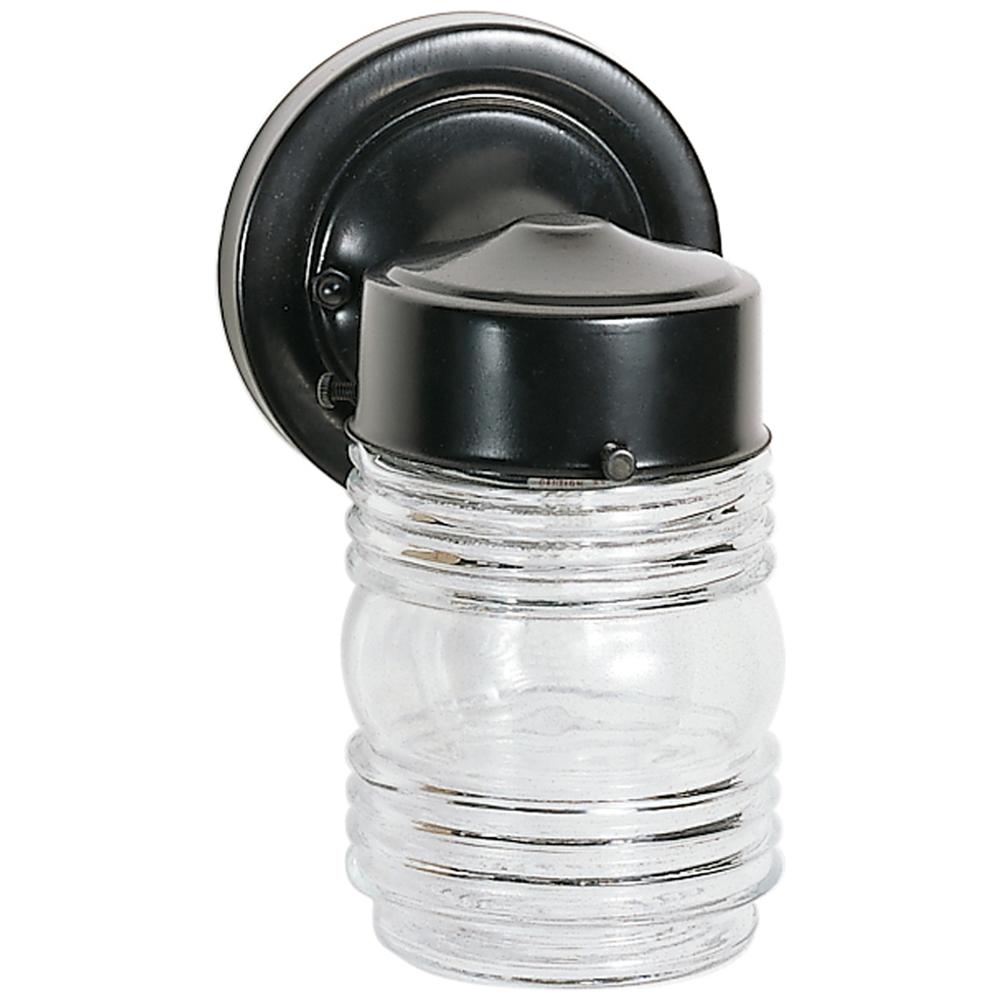 1 LIGHT OUTDOOR MASON JAR Black